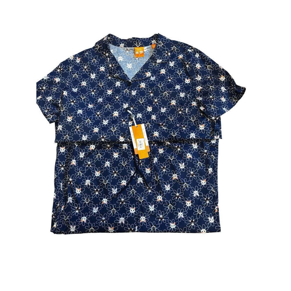 Construct NWT Cat Floral Pajama Set Navy Size M Sleepwear Loungewear 2pc Set